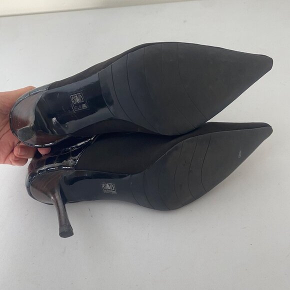 A. Marinelli Ankle Boots Shoes Pointed Toe Brown Crocodile - Picture 9 of 11